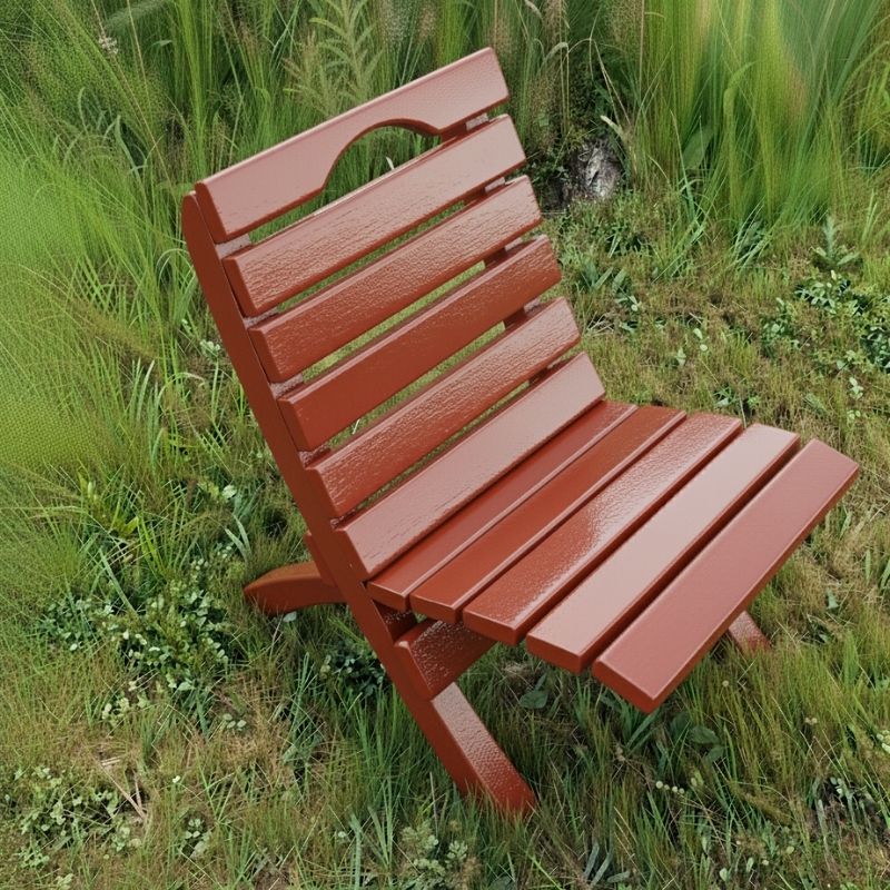 Camp Chair in a grassy outdoor setting clear cedar - mahogany glossy