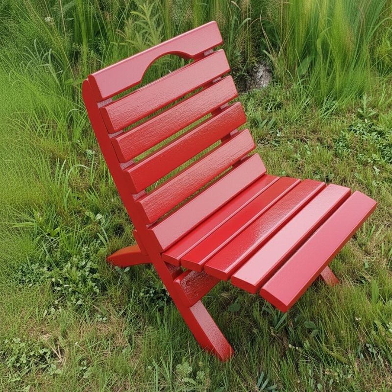 Camp Chair in a grassy outdoor setting - poly luxe - red