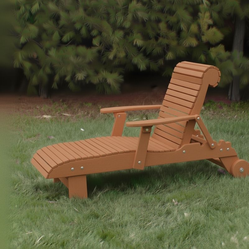 Deluxe Lounge Chair on grass with green bushes in the background - poly luxe - cedar