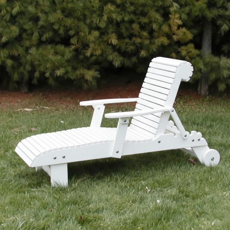 Deluxe Lounge Chair on grass with green bushes in the background - poly luxe - white