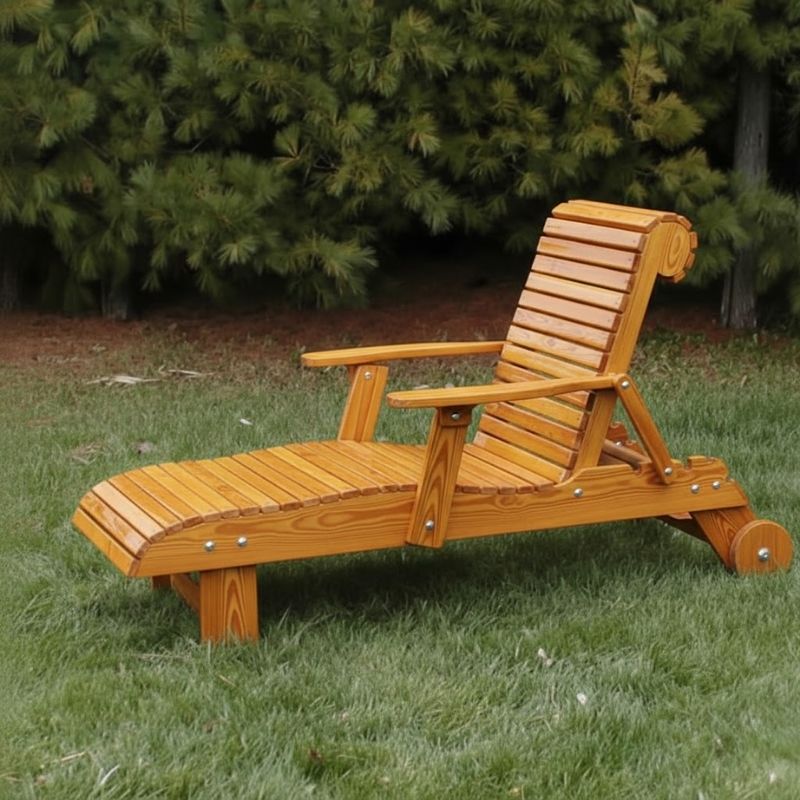 Deluxe Lounge Chair on grass with trees in the background - clear cedar - golden glossy