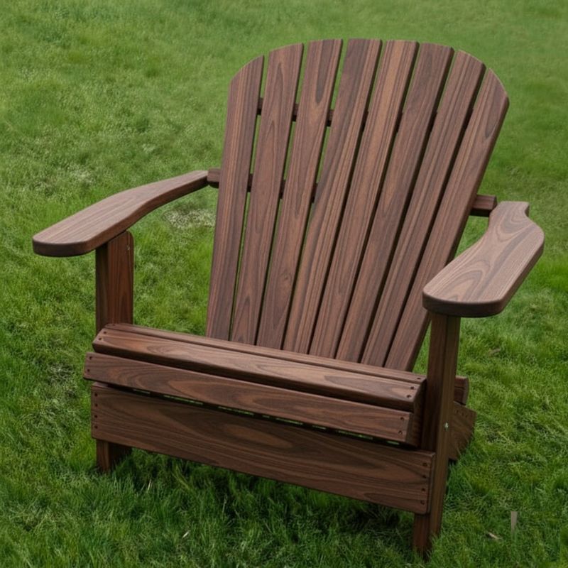 Grand Adirondack Chair (Oversized) on a grassy background - poly luxe - woodgrain brazilian walnut