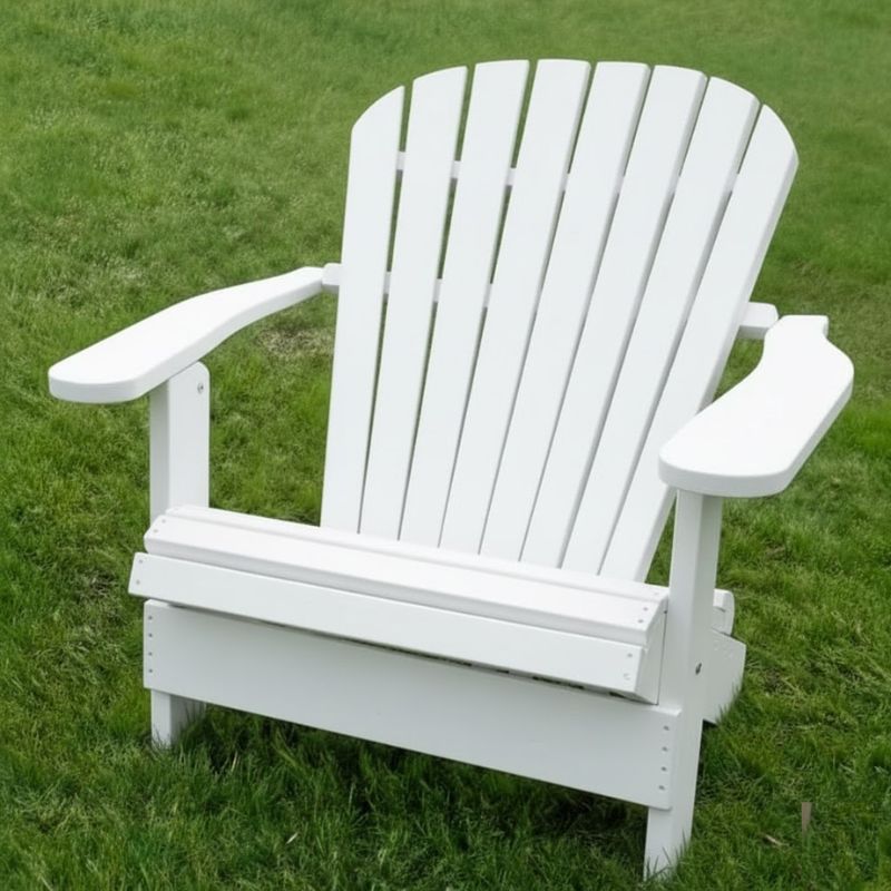 Grand Adirondack Chair (Oversized) on a grassy background - poly luxe - white