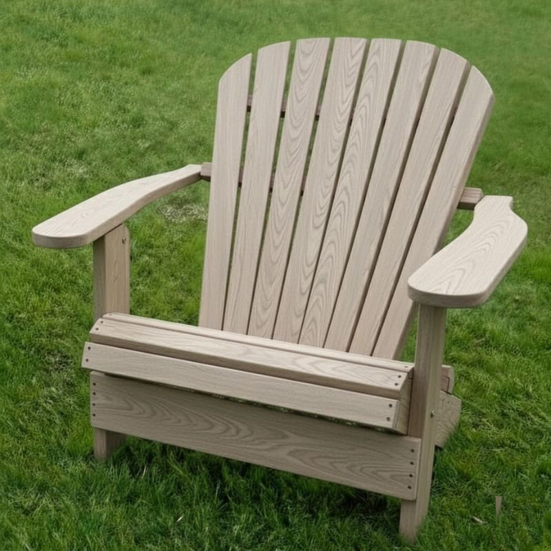 Grand Adirondack Chair (Oversized) on a grassy background - poly luxe - woodgrain driftwood grey