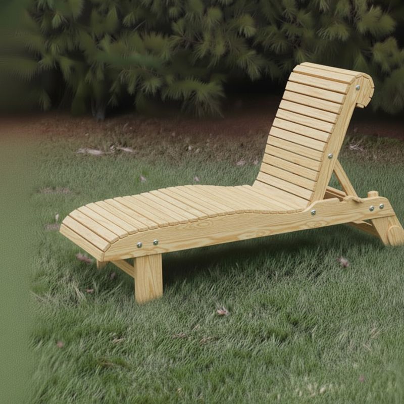Lounge Chair on grass with trees in the background - poly luxe - woodgrain birchwood