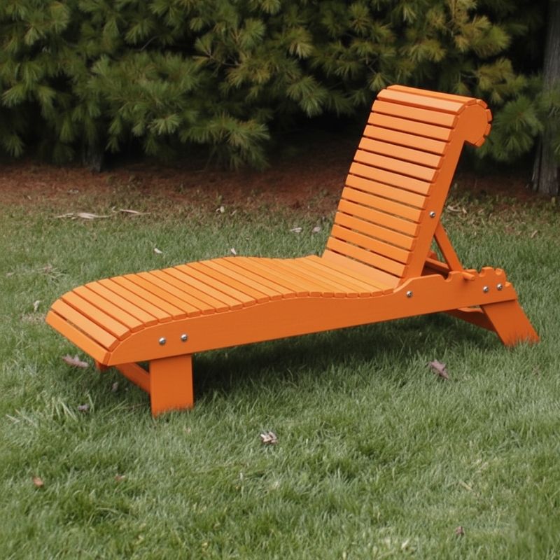 Lounge Chair on grass with trees in the background - poly luxe - orange