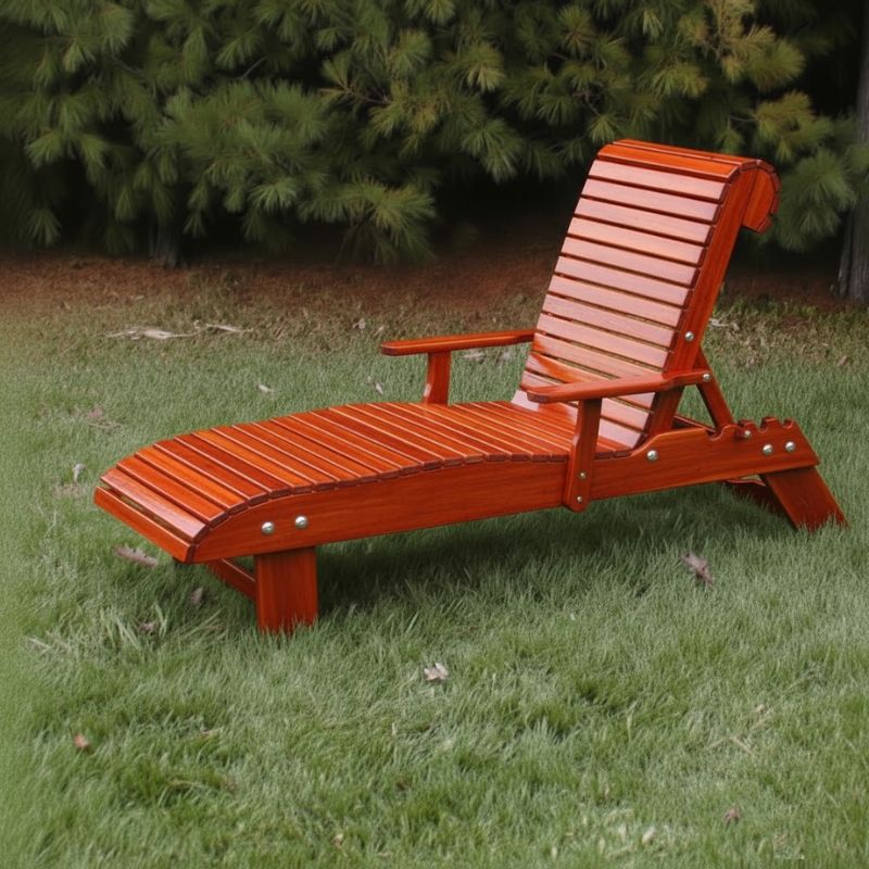 Lounge Chair on grass with trees in the background - clear cedar - mahogany glossy