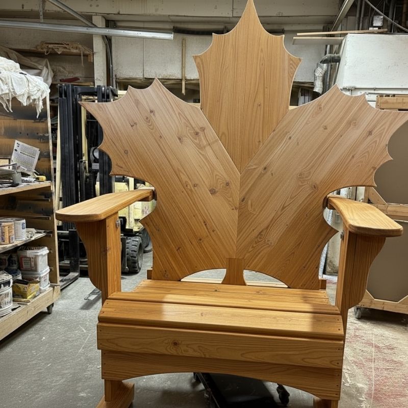Maple Leaf Giant Chair in a workshop setting - golden
