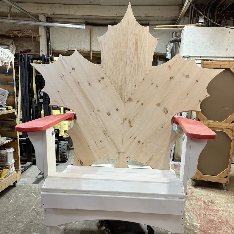 Maple Leaf Giant Chair in a workshop setting