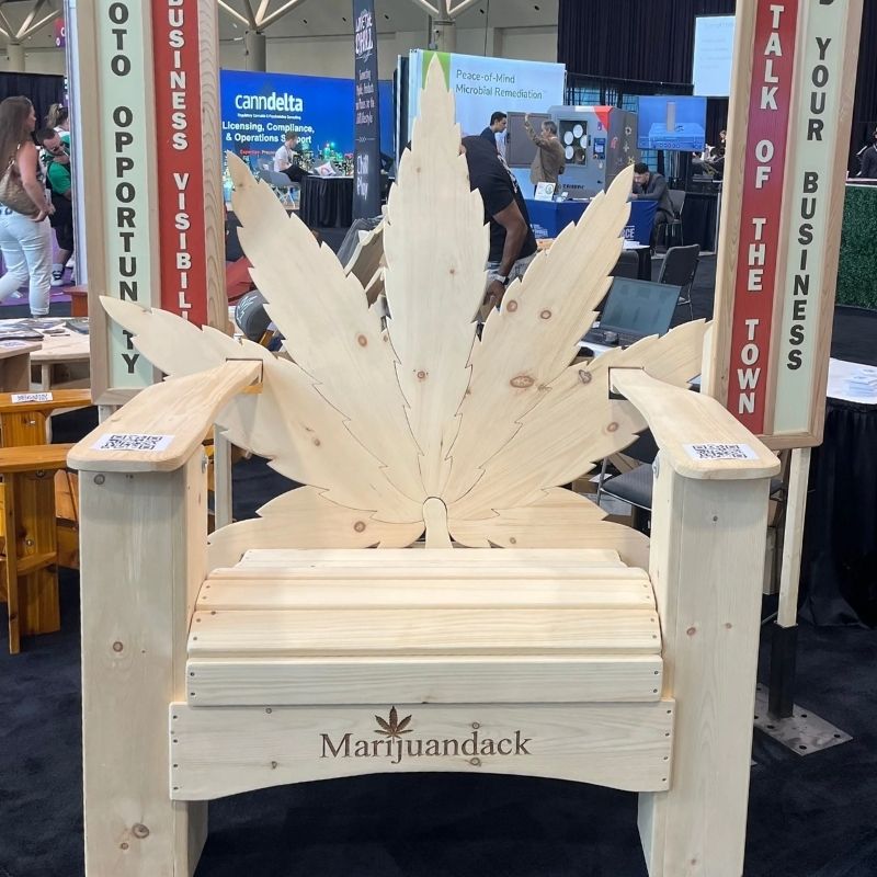 Marijuandack Giant at a trade show booth.