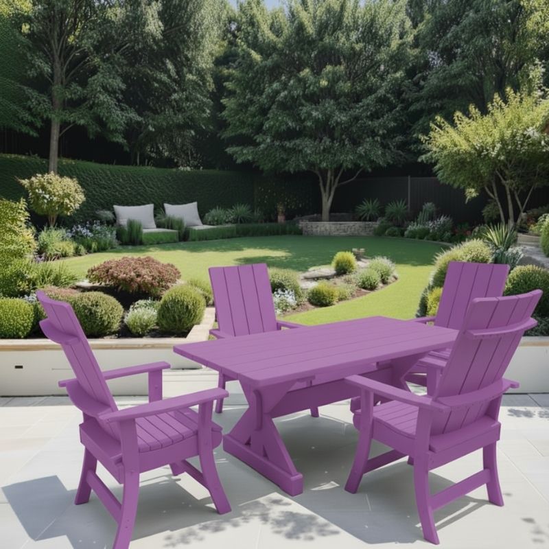 Purple variant of Modern Dining Set for 4 with 6' Table in a garden