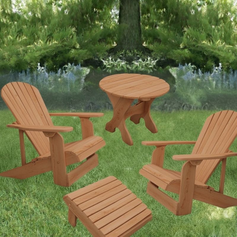Cedar Royal Patio Set set on grass with a natural background