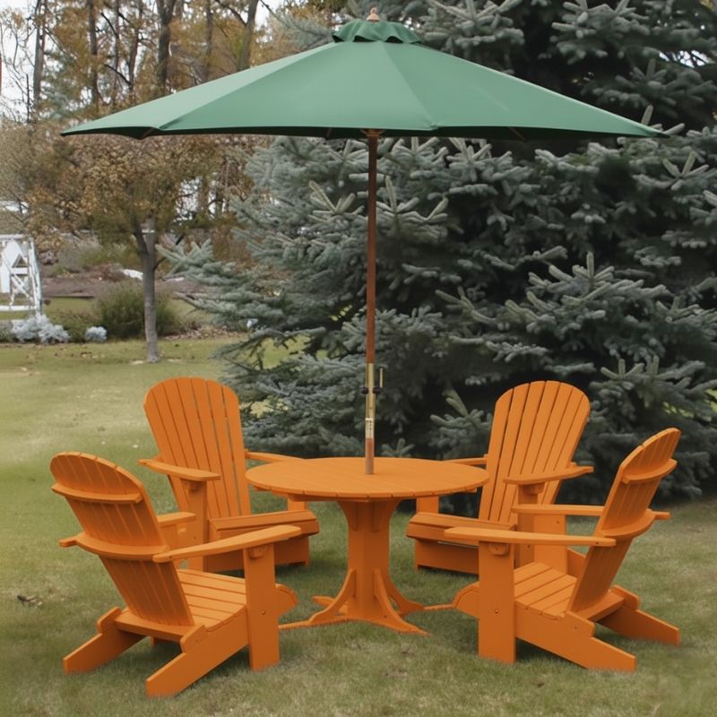 Orange Royal Picnic Set for 4 under green umbrella on a grassy area.