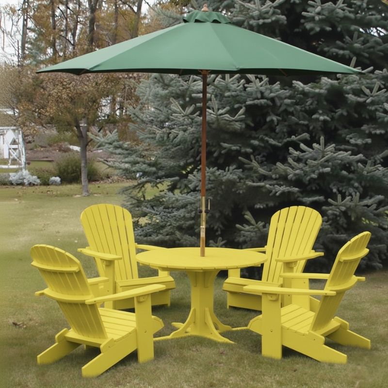 Yellow Royal Picnic Set for 4 with a green umbrella on a grassy area.