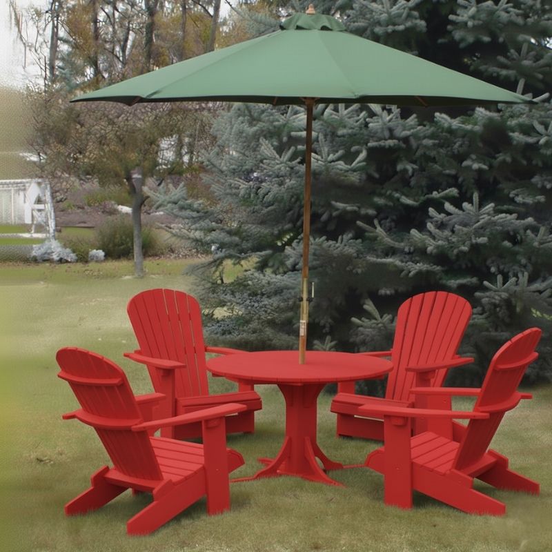 Red Royal Picnic Set for 4 with a green umbrella on a grassy area.