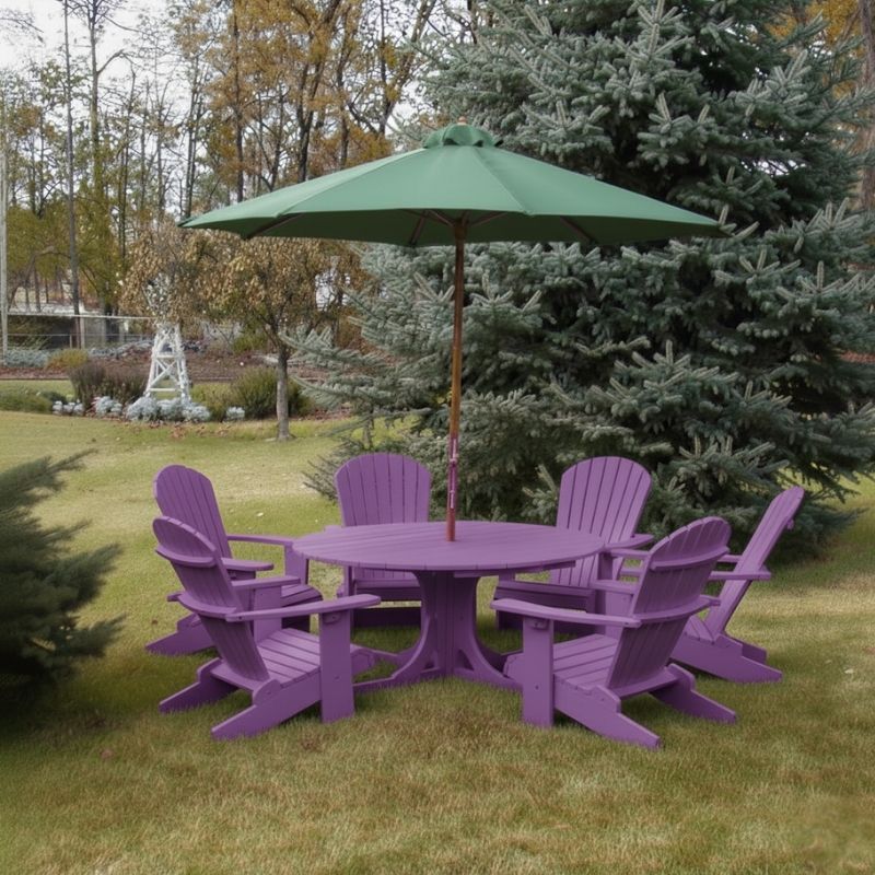 Purple Royal Picnic Set for 6 with a green umbrella on a grassy area.