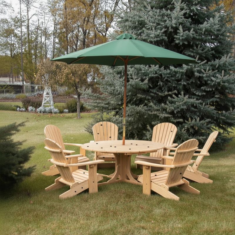 Royal Picnic Set for 6 under a green umbrella on a grassy area.