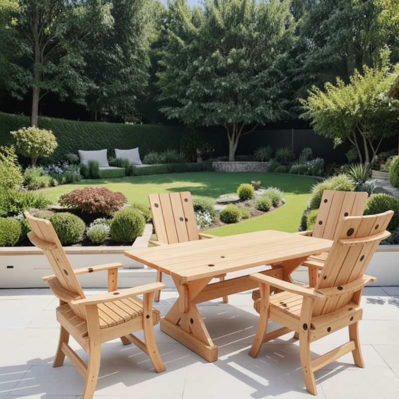 Modern Dining Set for 4 with 6' Table on a patio