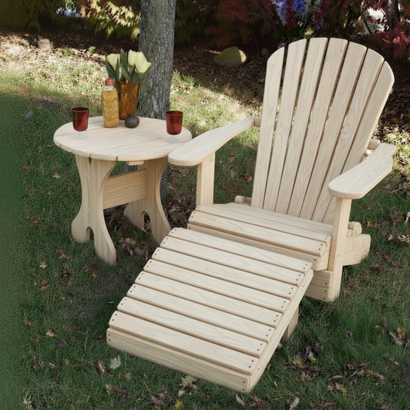 change the wood material of the chair, the ottoman and the table into Woodgrain Birchwood