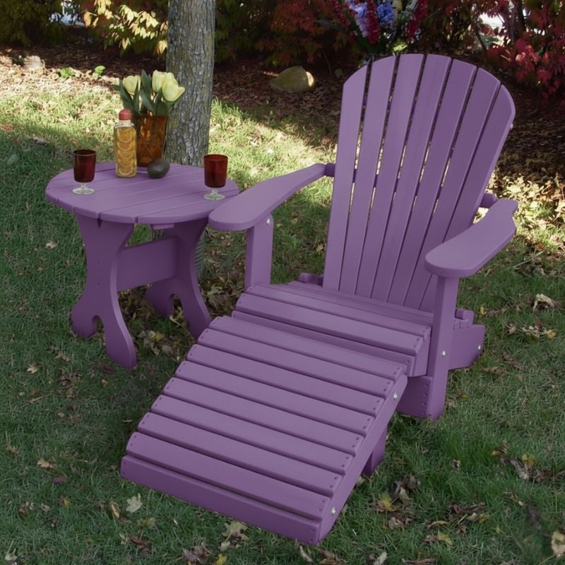 Purple Royal Single Patio Set set on a grassy area with decorative items.