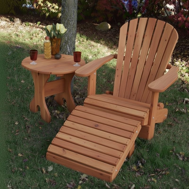 Cedar Royal Single Patio Set set on grass with decorative items.