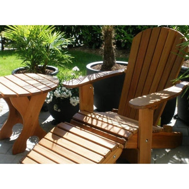 Treated Light Clear Cedar Royal Single Patio Set, 1 Adirondack Royal Chair, 1 Royal Adirondack Footstool Ottoman and 1 Adirondack 24" Round Table