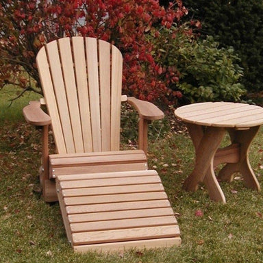 Unstained Clear Cedar Royal Single Patio Set, 1 Adirondack Royal Chair, 1 Royal Adirondack Footstool Ottoman and 1 Adirondack 24" Round Table