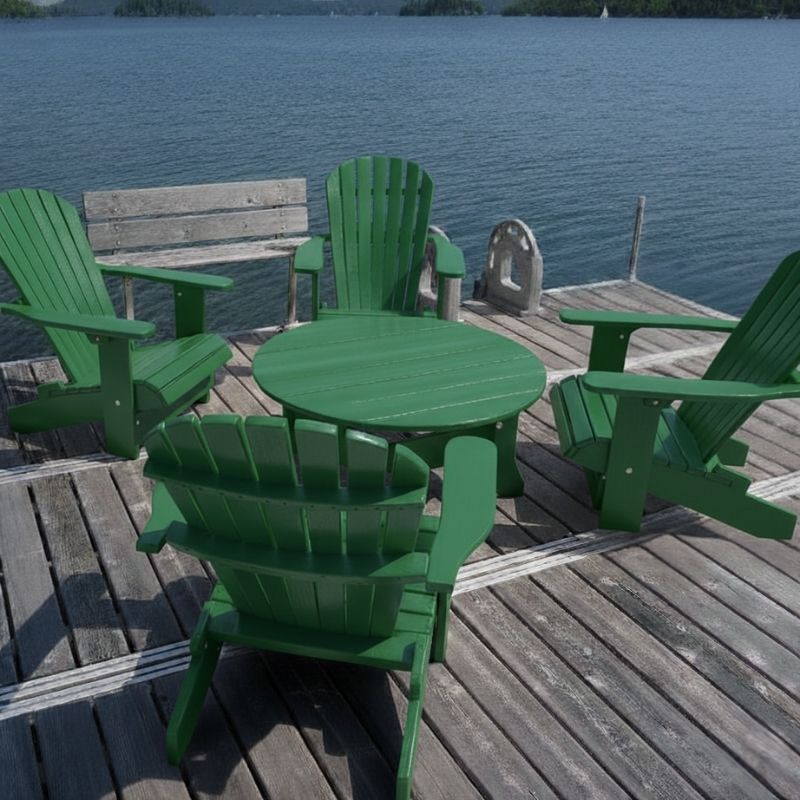 Turf green Royal Social Set for 4 on a wooden deck by a lake
