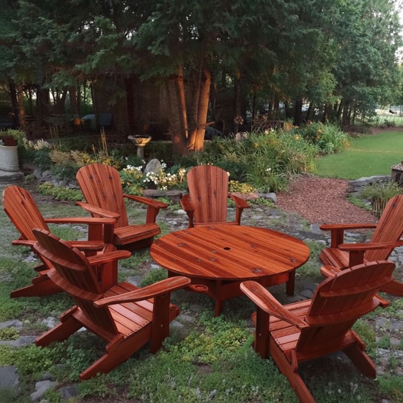 Royal Social Set for 6 set in a garden - knotted cedar - mahogany glossy