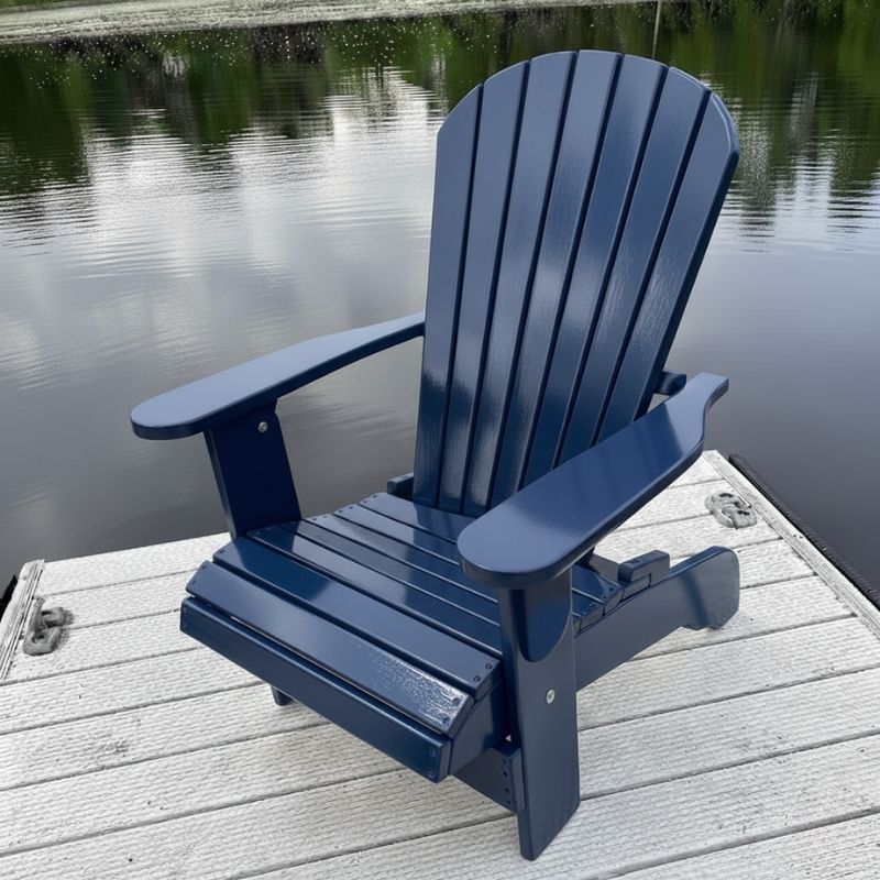 Adirondack chair on a wooden dock by a body of water - poly luxe - patriot blue