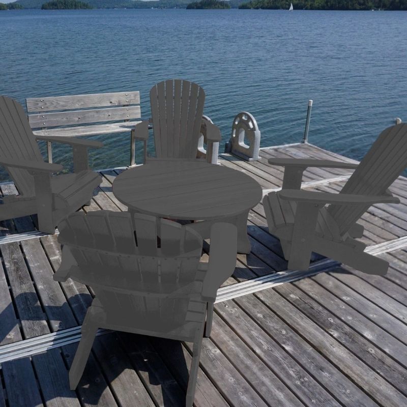 grey adirondack chairs and coffee table