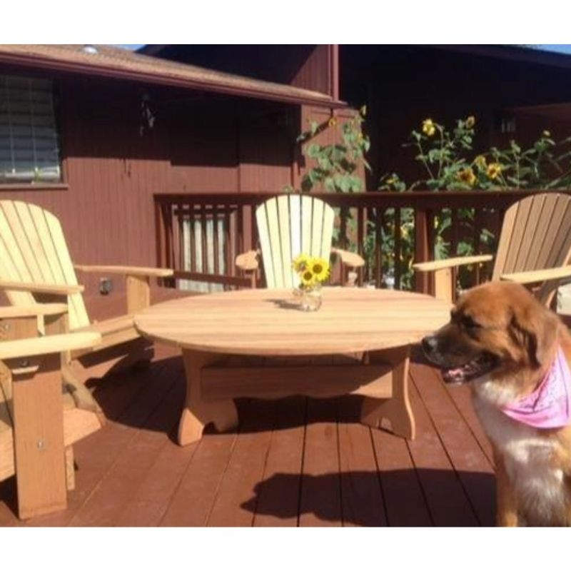 adirondack chairs and coffee table