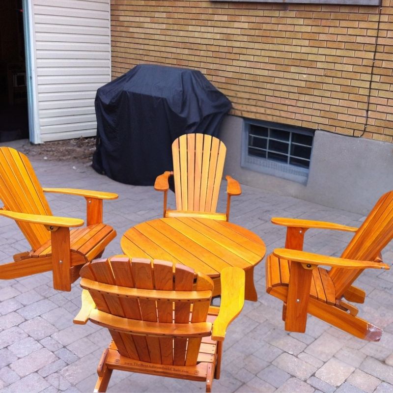 adirondack chairs and coffee table