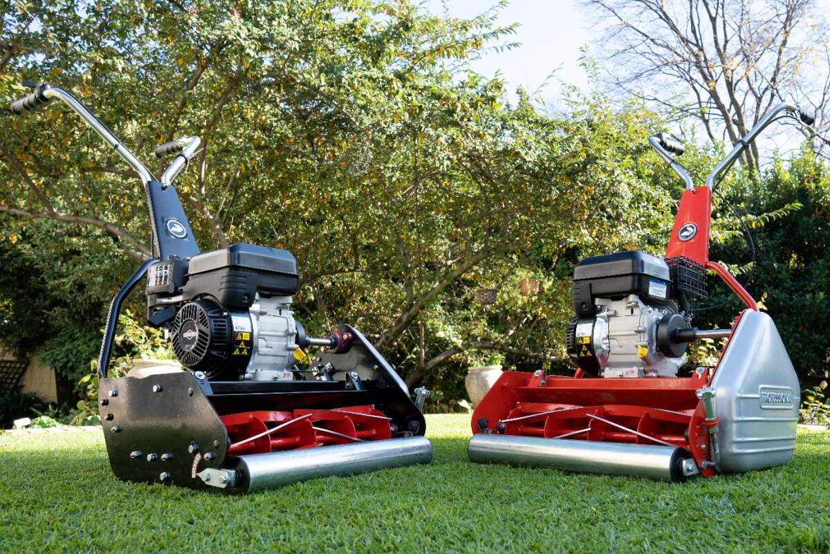 2 reel mowers on front lawn