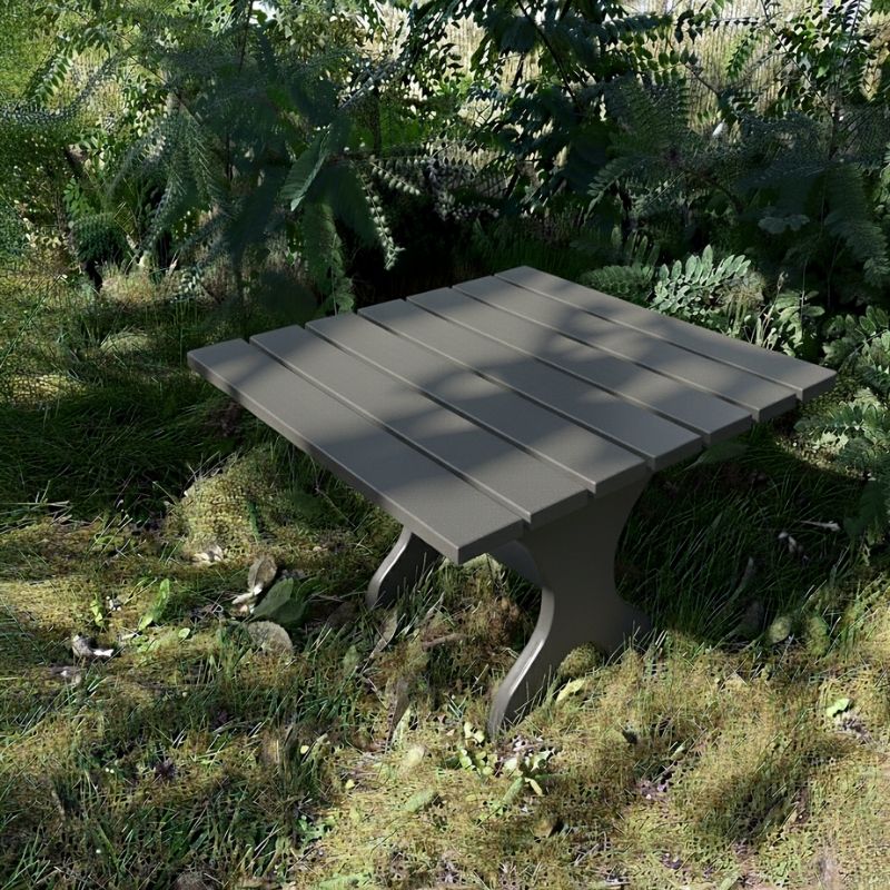 24" Square Side Table in a natural outdoor setting with greenery - clear cedar - golden glossy in a natural setting with greenery - poly luxe - dark grey