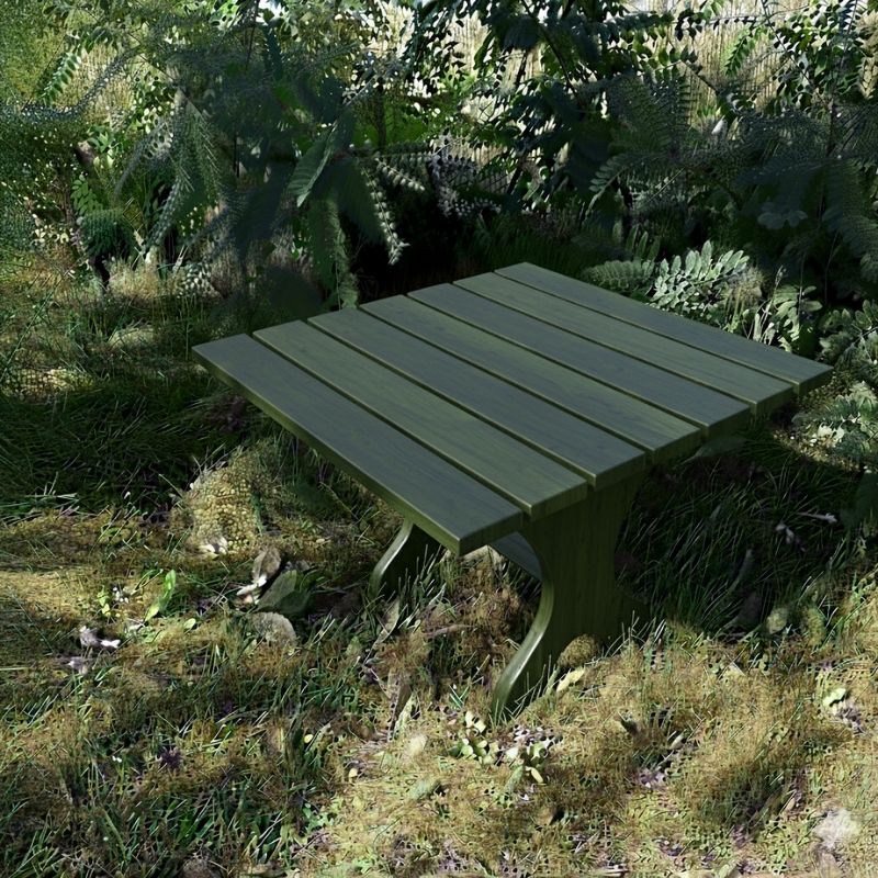 24" Square Side Table in a natural outdoor setting with greenery - clear cedar - golden glossy in a natural setting with greenery - poly luxe - turf green