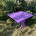 24" Square Side Table in a natural outdoor setting with greenery - clear cedar - golden glossy in a natural setting with greenery - poly luxe - purple
