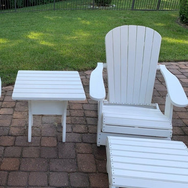 White Poly-Luxe 100% Recycled Plastic 24" Square Adirondack Table www.adirondackchaircompany.com