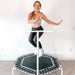 ACON FIT 1.41m Hexagon Rebounder White Fitness Trampoline with Handlebar - Woman Bouncing  Indoor Set Up