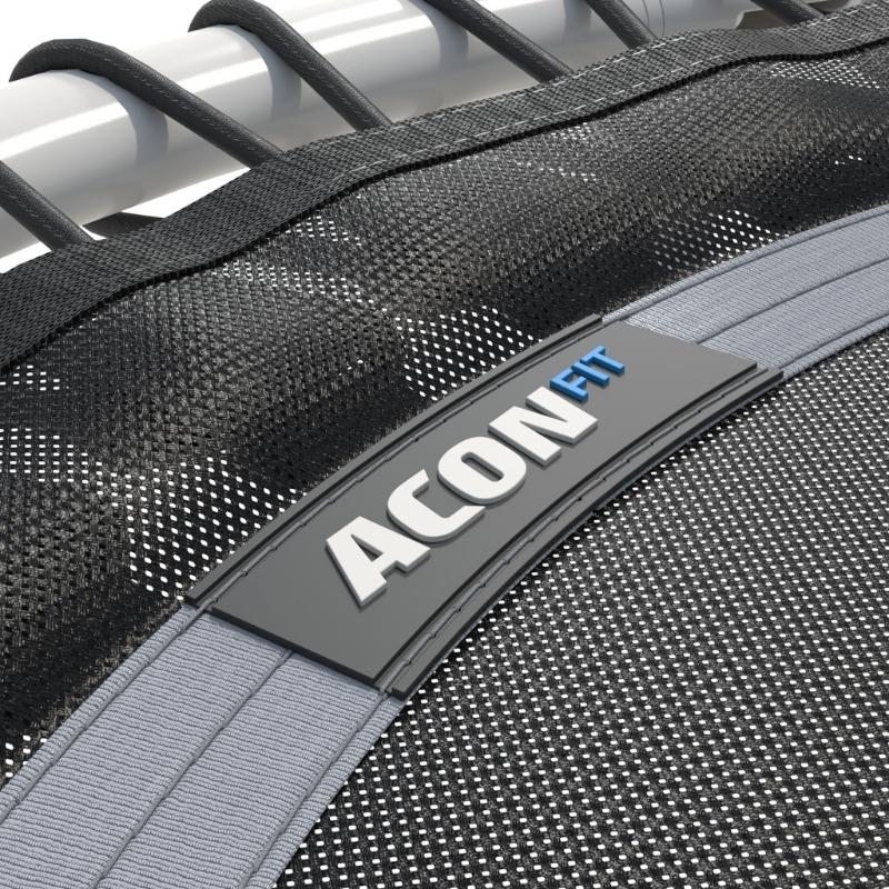 ACON Fit 1.12m Round Rebounder White Fitness Trampoline with Handlebar - Close View ACON Logo