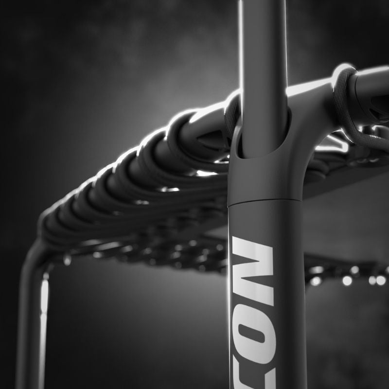ACON Fit 1.41m Hexagon Rebounder Black Fitness Trampoline with Handlebar - Close Up Handle Bar Install