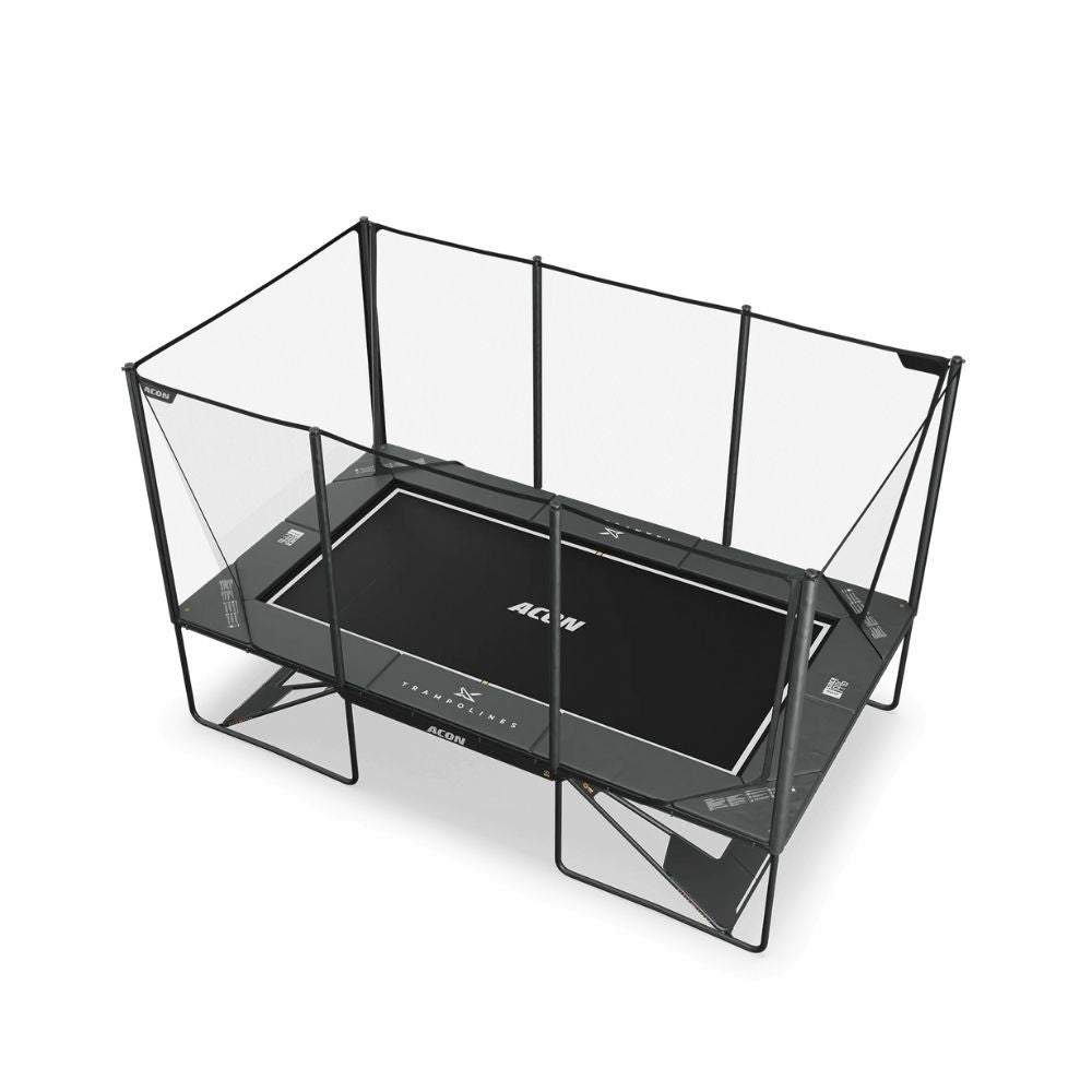 ACON X 17ft Rectangular Trampoline with Net and Ladder, Black.