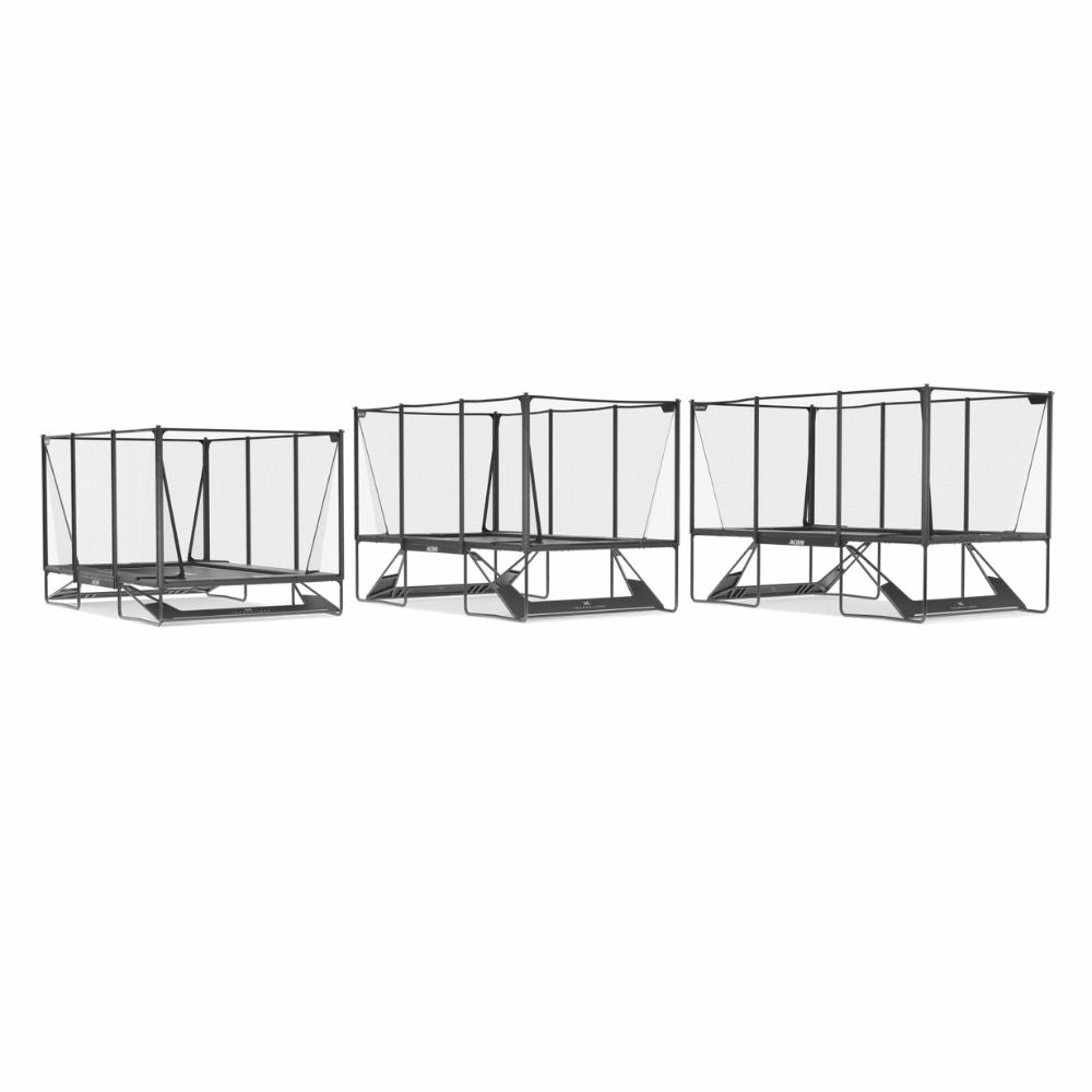 Three Acon X Trampolines installed to different heights with Height Kit.