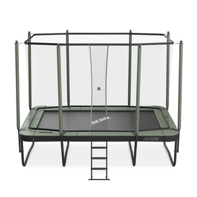 Clean view ACON 13 HD Trampoline with enclosure and ladder.
