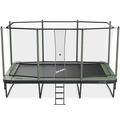 ACON 16 HD Trampoline with enclosure and ladder.