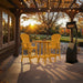 Outdoor setting of Yellow Bistro Set Comfort Bundle on a deck during sunset.