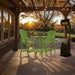 Outdoor setting of Lime Green Bistro Set Comfort Bundle on a deck during sunset.
