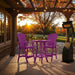 Outdoor setting of Purple Bistro Set Comfort Bundle on a deck during sunset.