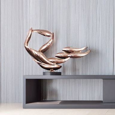 Breeze Copper Organic Abstract Steel Sculpture indoor setting
