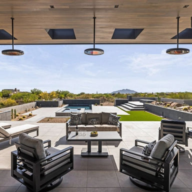 Outdoor patio setting installed on ceiling